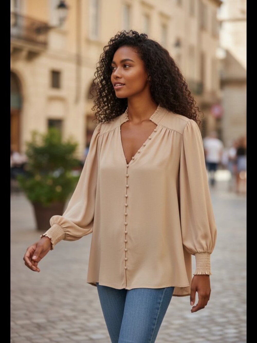 New Cato Women's Cream Ruffle Button Down Long Sleeve Blouse Size 22/24W
